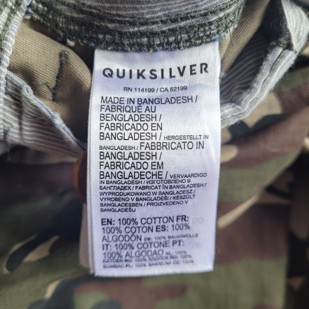 Quicksilver Mens Camouflage Camo Cotton Cargo / Utility Shorts Size Waist 34 - Picture 7 of 8